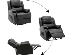 Kunstleer Handmatig Verstelbare Relaxfauteuil Met Zijvak - Zwart-ModernLuxe Sale
