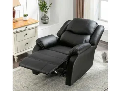 Kunstleer Handmatig Verstelbare Relaxfauteuil Met Zijvak - Zwart-ModernLuxe Sale