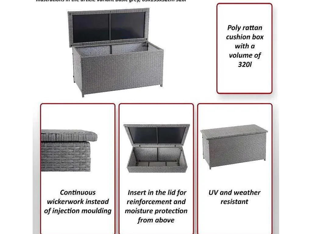 Kussenbox Van Polyrattan Mcw-D88 Iii, Basic Grijs, 51X100X50Cm 170L-Vente-unique Hot