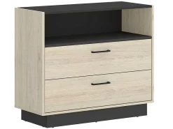 Ladekast - 2 Lades En 1 Nis - Naturelkleur En Antraciet - Leandre-Vente-unique Sale