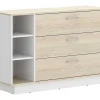 Ladekast - 3 Lades En 3 Nissen - Naturelkleur En Wit - Leandre-Vente-unique Clearance