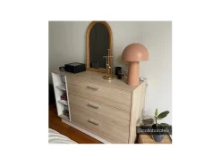 Ladekast - 3 Lades En 3 Nissen - Naturelkleur En Wit - Leandre-Vente-unique Clearance