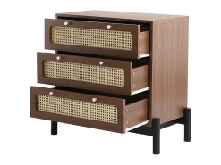 Ladekast - 3 Pvc Rotan Lades Met Zwarte Poten - Bruin-ModernLuxe Online