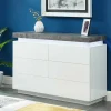 Ladekast Halo Ii - 6 Lades - Gelakt Mdf - Met Ledverlichting - Kleur: Wit En Beton-Vente-unique Discount
