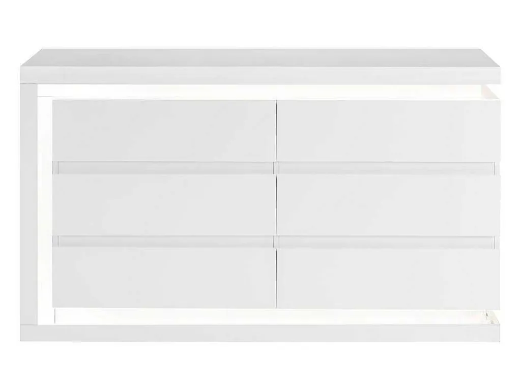 Ladekast Met 6 Lades - Met Ledverlichting - Mdf - Wit Gelakt - Flarancia-Vente-unique Hot