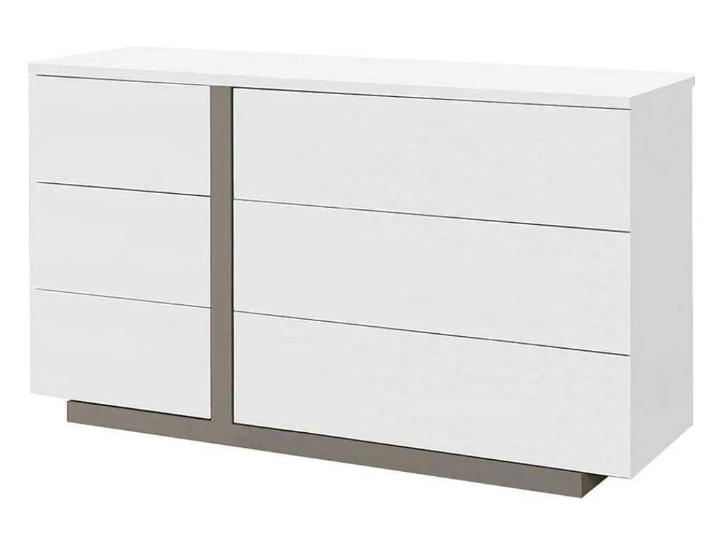 Ladekast Napoli - 6 Laden - Wit En Taupe-Vente-unique Clearance