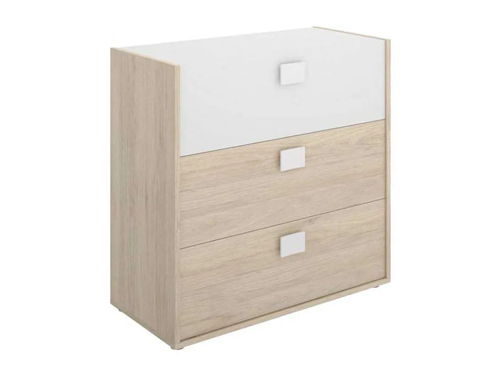 Ladekast Sonia - 3 Lades - Kleuren: Eiken En Wit-Vente-unique Hot