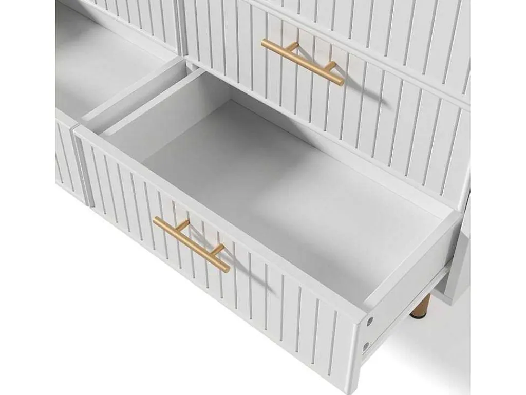 Ladekast Versierd Met Verticale Strepen - 6 Lades - Wit-ModernLuxe Discount