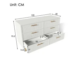 Ladekast Versierd Met Verticale Strepen - 6 Lades - Wit-ModernLuxe Discount