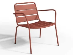 Lage Opstapelbare Tuinfauteuil + Voetensteun - Metaal - Terracotta - Mirmande-MYLIA Best