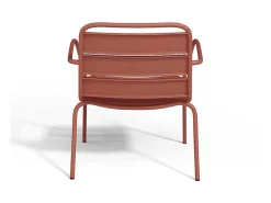 Lage Opstapelbare Tuinfauteuil + Voetensteun - Metaal - Terracotta - Mirmande-MYLIA Best