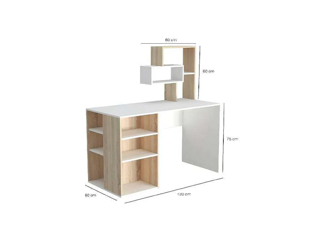 Lara Bureau, Wit, Sonoma, 130X60X135 Cm,-EPIKASA Best
