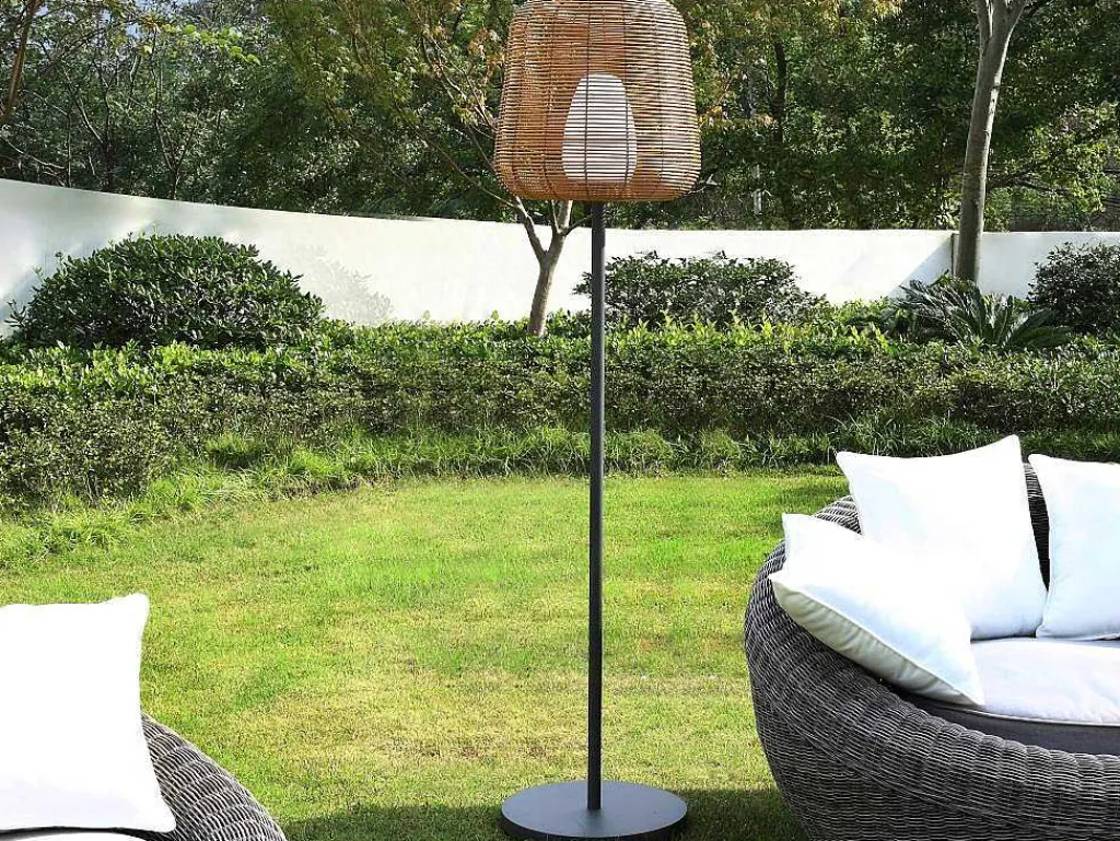 Led Buiten Staande Lamp Van Metaal - H. 150 Cm - Zwart En Natuurlijk - Carbini-OZAIA Sale