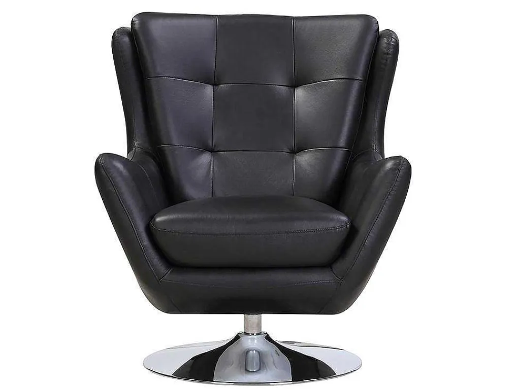 Leren Draaistoel Anaba - Zwart-LINEA SOFA Online