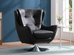 Leren Draaistoel Anaba - Zwart-LINEA SOFA Online