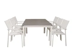 Levels Tuinmeubelset Tafel 100X160/240Cm En 6 Stoel Santorini Wit, Grijs.-Vente-unique Online