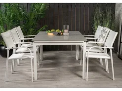 Levels Tuinmeubelset Tafel 100X160/240Cm En 6 Stoel Santorini Wit, Grijs.-Vente-unique Online