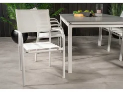 Levels Tuinmeubelset Tafel 100X160/240Cm En 6 Stoel Santorini Wit, Grijs.-Vente-unique Online