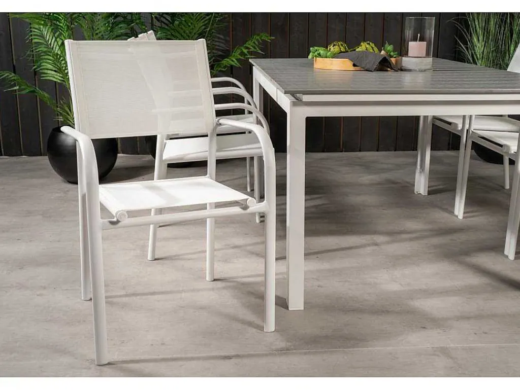Levels Tuinmeubelset Tafel 100X160/240Cm En 6 Stoel Santorini Wit, Grijs.-Vente-unique Online