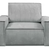 Lichtgrijze Ribfluwelen Fauteuil Amelia-Vente-unique New
