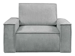 Lichtgrijze Ribfluwelen Fauteuil Amelia-Vente-unique New