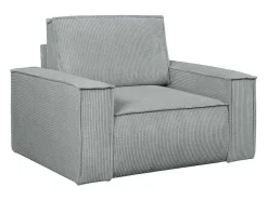 Lichtgrijze Ribfluwelen Fauteuil Amelia-Vente-unique New