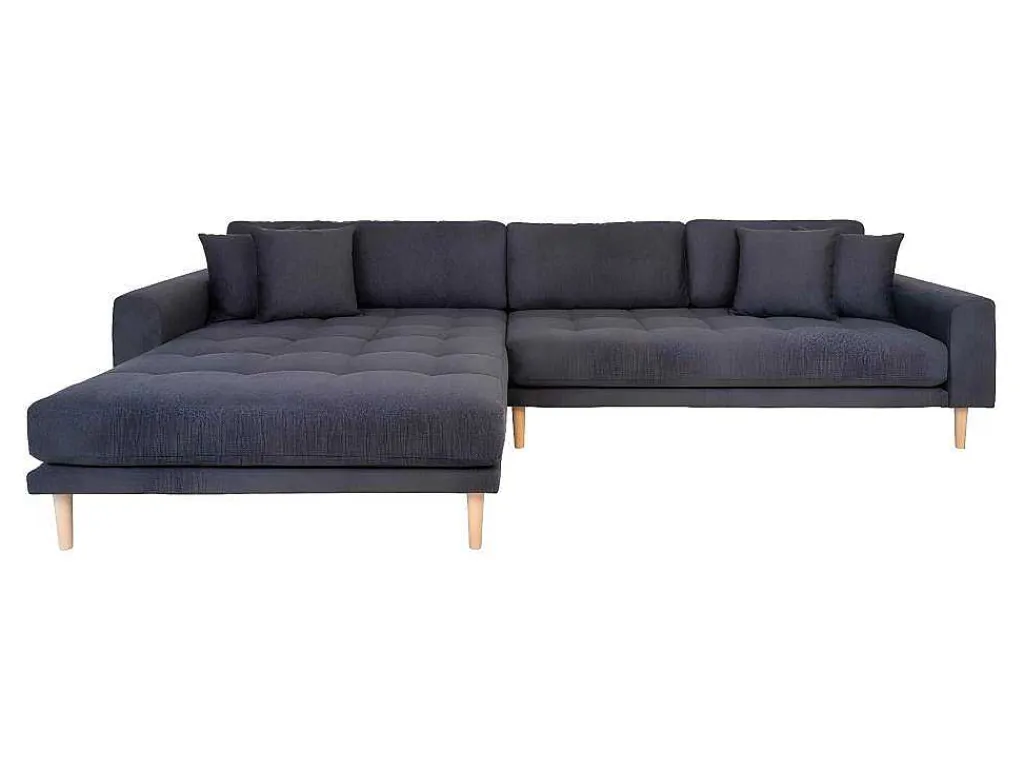 Lido Bank , Loungebank Links Gericht Met 4 Kussens Donkergrijs.-Vente-unique Outlet