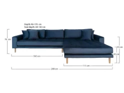 Lido Bank Met Chaise Longue Rechts Velours Donker Blauw.-House Nordic Online