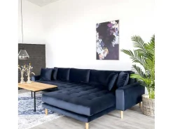 Lido Bank Met Chaise Longue Rechts Velours Donker Blauw.-House Nordic Online