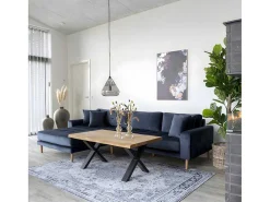 Lido Bank Met Chaise Longue Links Velours Donker Blauw.-House Nordic Online