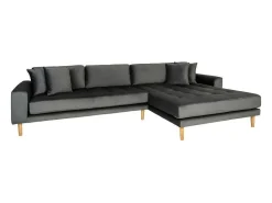 Lido Chaiselong Sofa Rechts Met 4 Kussens, Velour Grijs.-House Nordic Discount