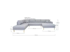 Lido Ubank Rechts Gedraaid Incl. 4 Sierkussens, Lichtgrijs.-House Nordic Sale