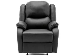Liggende Relaxfauteuil Met Verstelbare Handvoetsteun, Bekleding Van Zwart Kunstleer-Vente-unique Sale