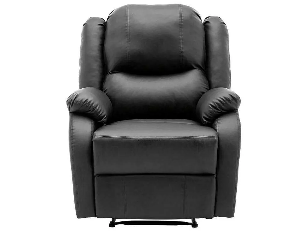 Liggende Relaxfauteuil Met Verstelbare Handvoetsteun, Bekleding Van Zwart Kunstleer-Vente-unique Sale