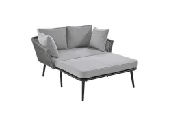 Ligstoel, Tuinbank - Gegalvaniseerd Staal En Gevlochten Touw - 2 Plaatsen - Grijs-ModernLuxe Outlet