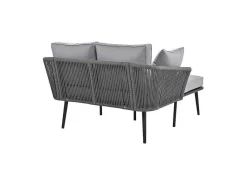 Ligstoel, Tuinbank - Gegalvaniseerd Staal En Gevlochten Touw - 2 Plaatsen - Grijs-ModernLuxe Outlet