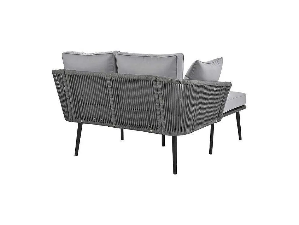 Ligstoel, Tuinbank - Gegalvaniseerd Staal En Gevlochten Touw - 2 Plaatsen - Grijs-ModernLuxe Outlet