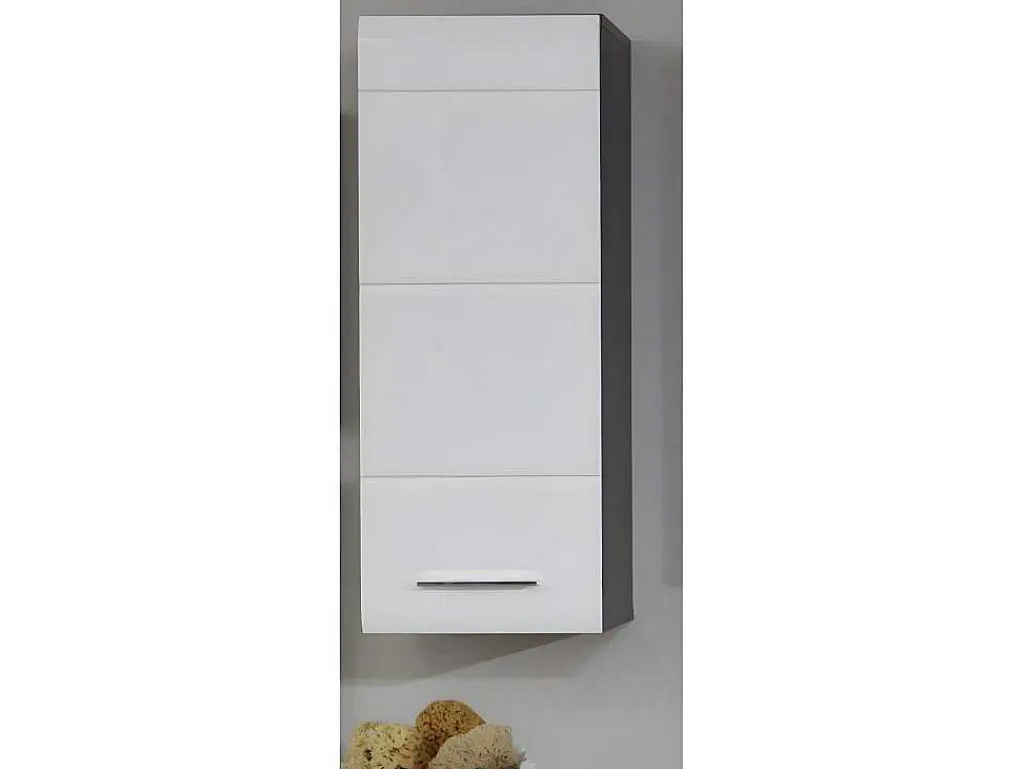 Linebad Badkamerkast 1 Deur Gerookt Zilver, Wit Hoogglans.-Trendteam Outlet