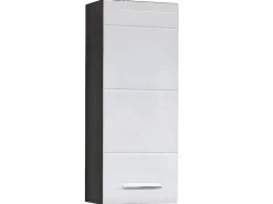 Linebad Badkamerkast 1 Deur Gerookt Zilver, Wit Hoogglans.-Trendteam Outlet