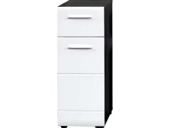 Linebad Badkamerkast 1 Deur, 1 Lade Gerookt Zilver, Wit Hoogglans.-Trendteam Clearance