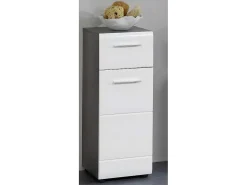 Linebad Badkamerkast 1 Deur, 1 Lade Gerookt Zilver, Wit Hoogglans.-Trendteam Clearance