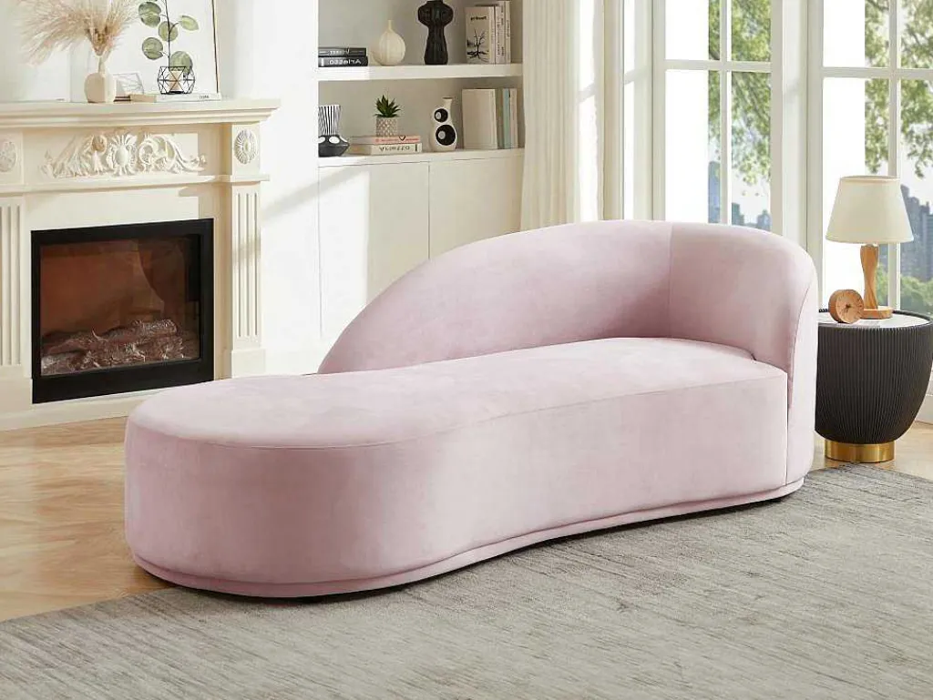 Linkse Chaise Longue Met Bekleding In Roze Fluweel Lonigo Van-PASCAL MORABITO Outlet