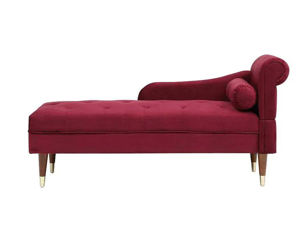 Linkse Chaise Longue Van Bordeaux-Rood Velours Umari-Vente-unique Clearance