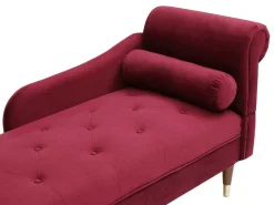 Linkse Chaise Longue Van Bordeaux-Rood Velours Umari-Vente-unique Clearance