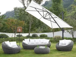 Loungeset Van Geweven Hars - Grijs - Zitbank, 2 Fauteuils En Salontafel - Whiteheaven-MYLIA Sale