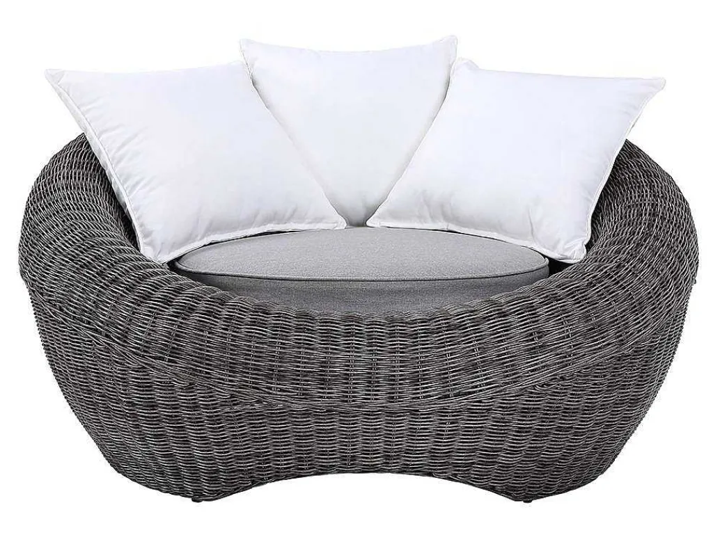 Loungeset Van Geweven Hars - Grijs - Zitbank, 2 Fauteuils En Salontafel - Whiteheaven-MYLIA Sale