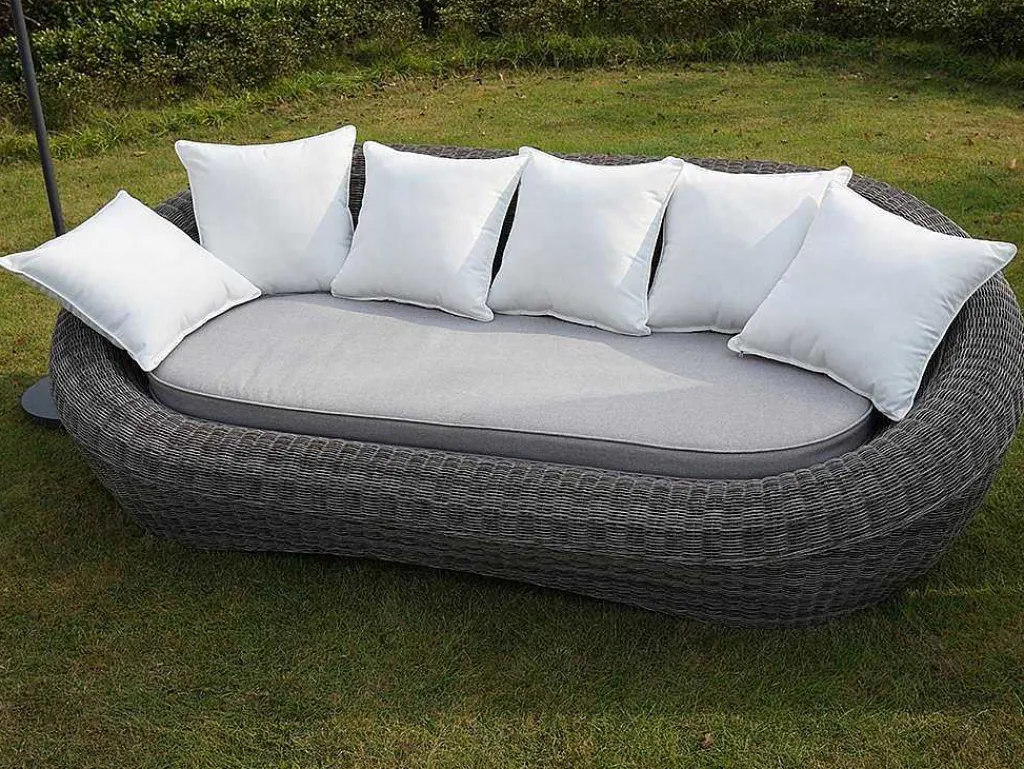Loungeset Van Geweven Hars - Grijs - Zitbank, 2 Fauteuils En Salontafel - Whiteheaven-MYLIA Sale