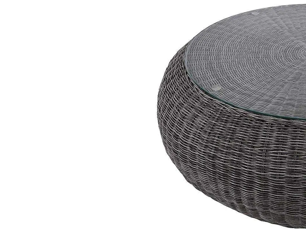 Loungeset Van Geweven Hars - Grijs - Zitbank, 2 Fauteuils En Salontafel - Whiteheaven-MYLIA Sale