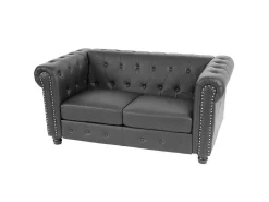 Luxe 2-Zitsbank Edinburgh, Ronde Poten, Zwart-Vente-unique New