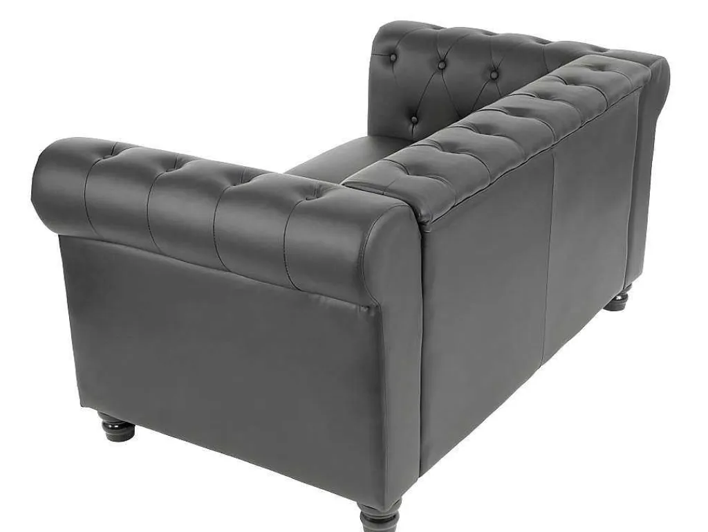 Luxe 2-Zitsbank Edinburgh, Ronde Poten, Zwart-Vente-unique New
